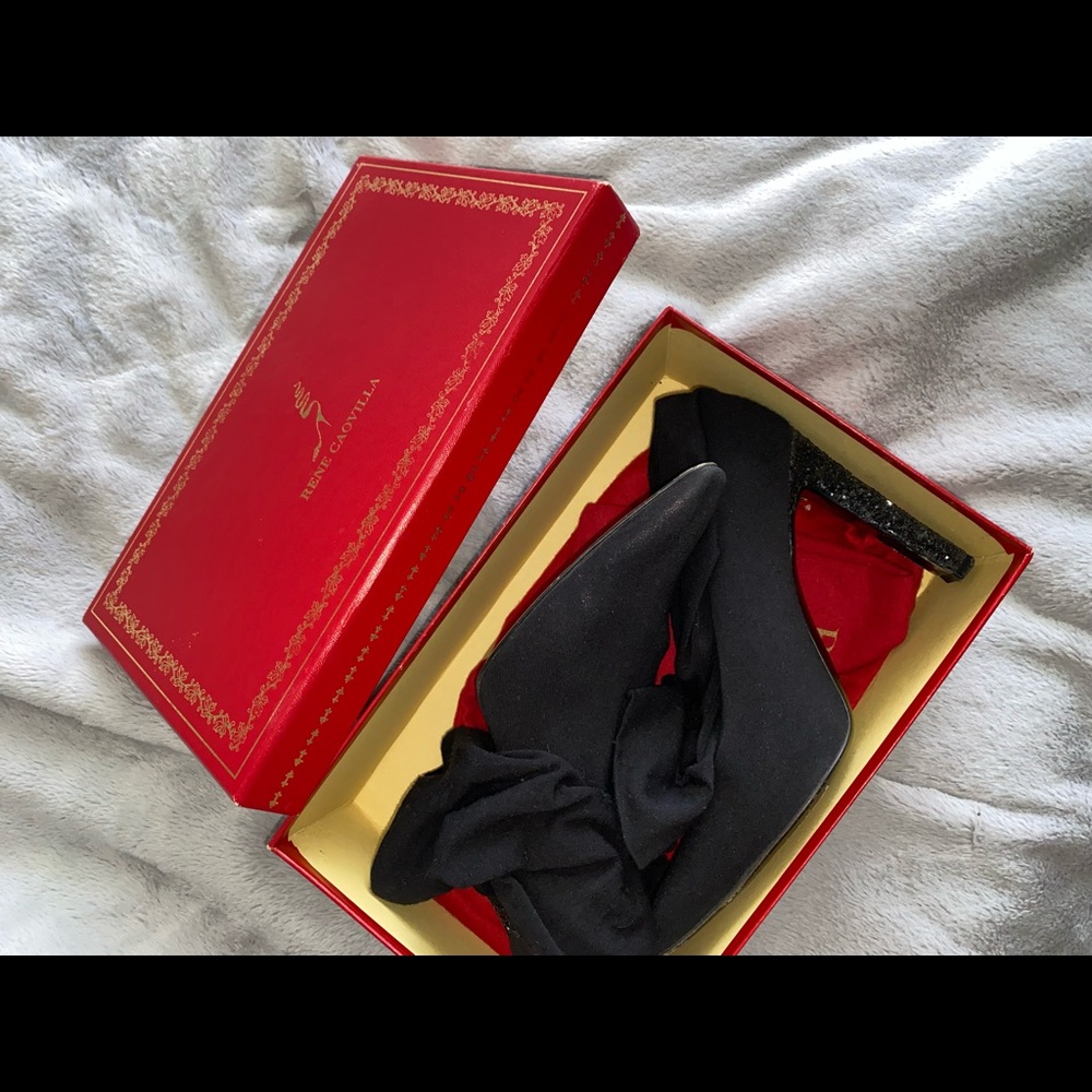 COPY - Black Rene Caovilla Sock Boots w/ dust bags